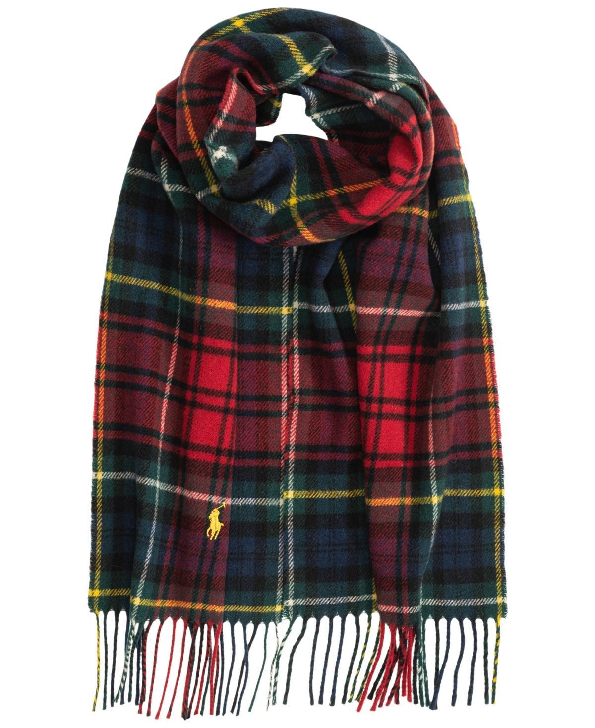 Polo Ralph Lauren Mens Woolen Plaid Scarf - Navy/red Product Image