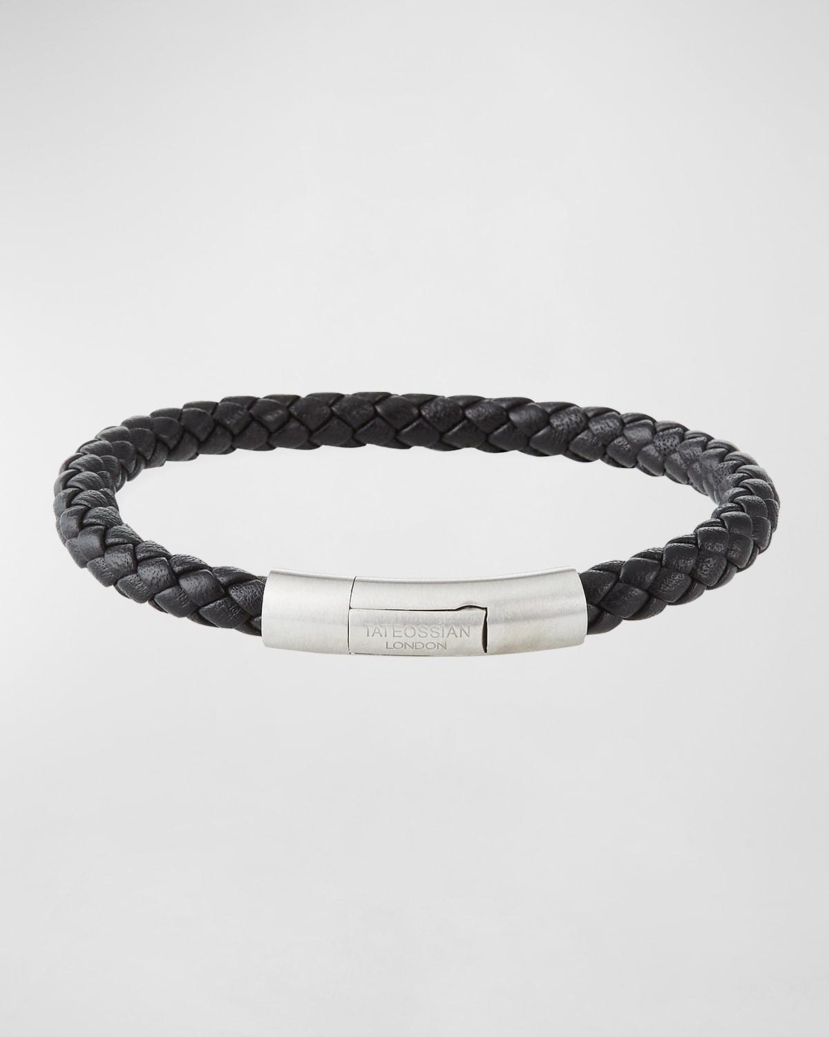 Mens Charles Leather Bracelet, Black Product Image