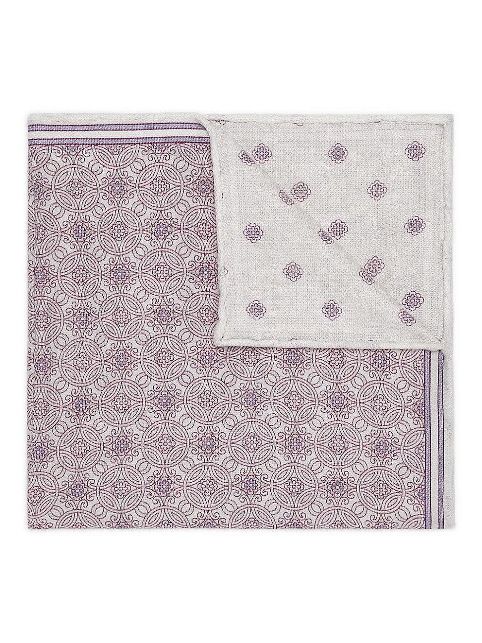 Mens Geometric-Print Silk Pocket Square Product Image