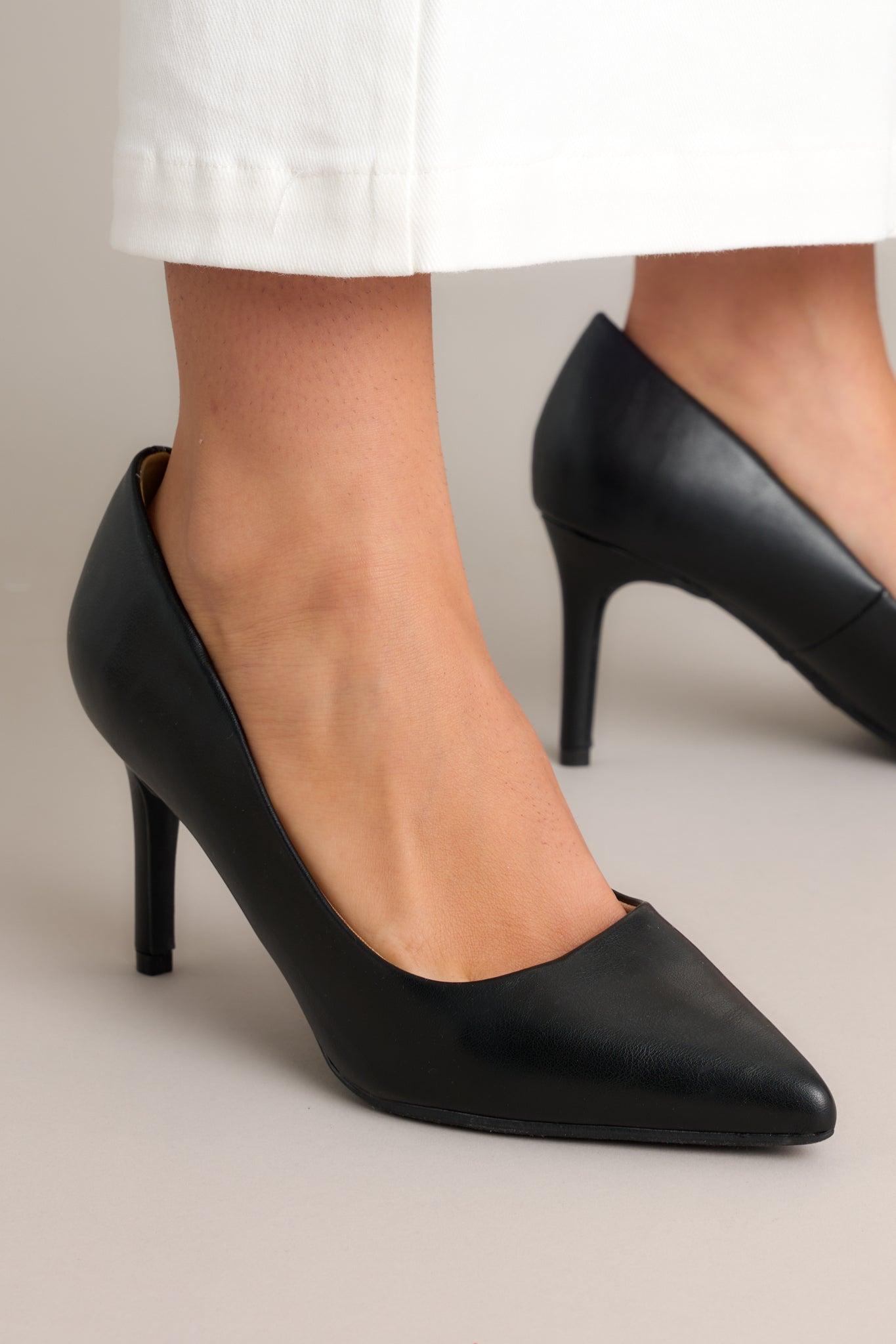 Bold Balance Black Pointed Toe Pump Heels Product Image