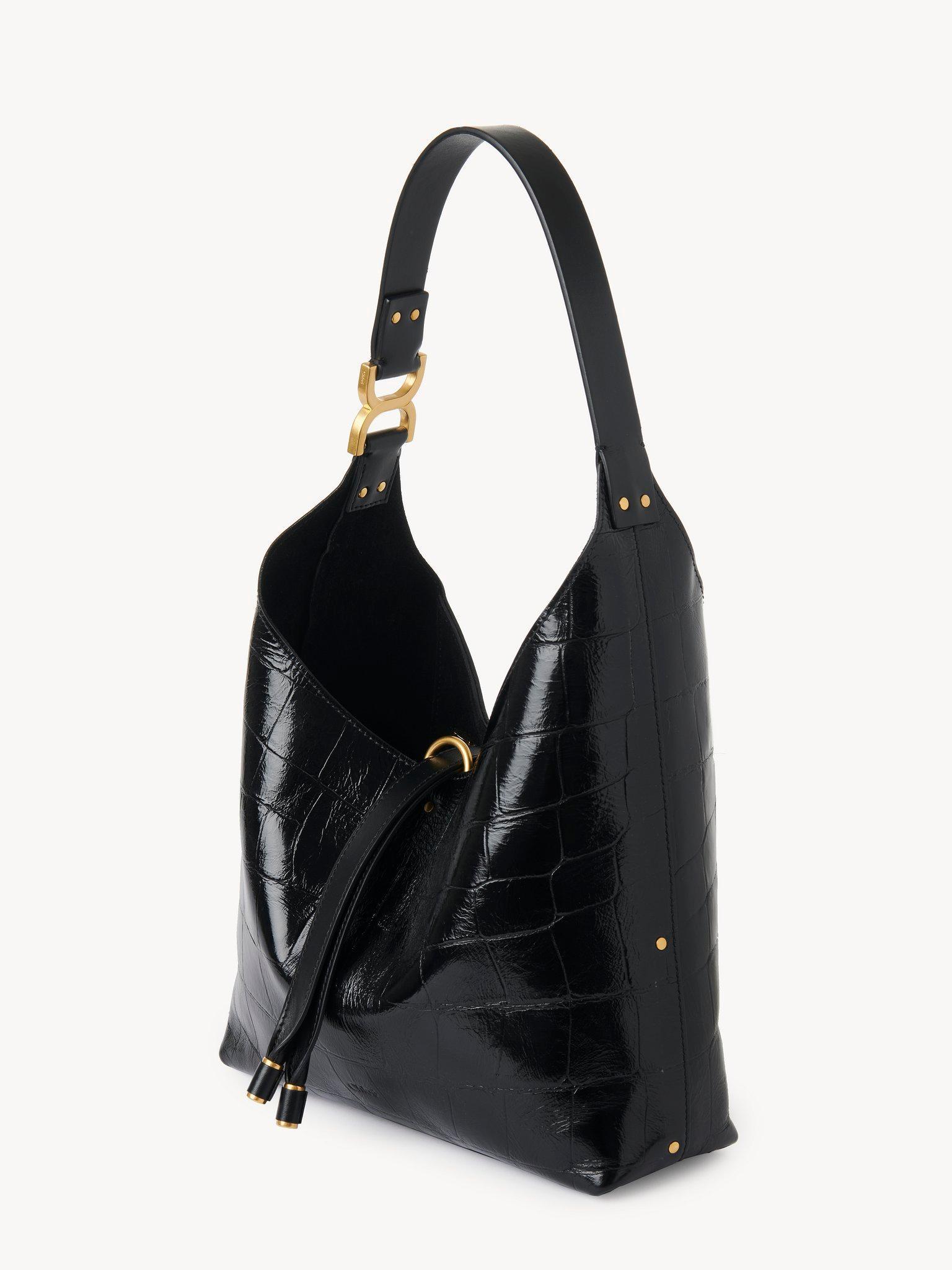 Small Marcie hobo bag in croco-effect leather Product Image