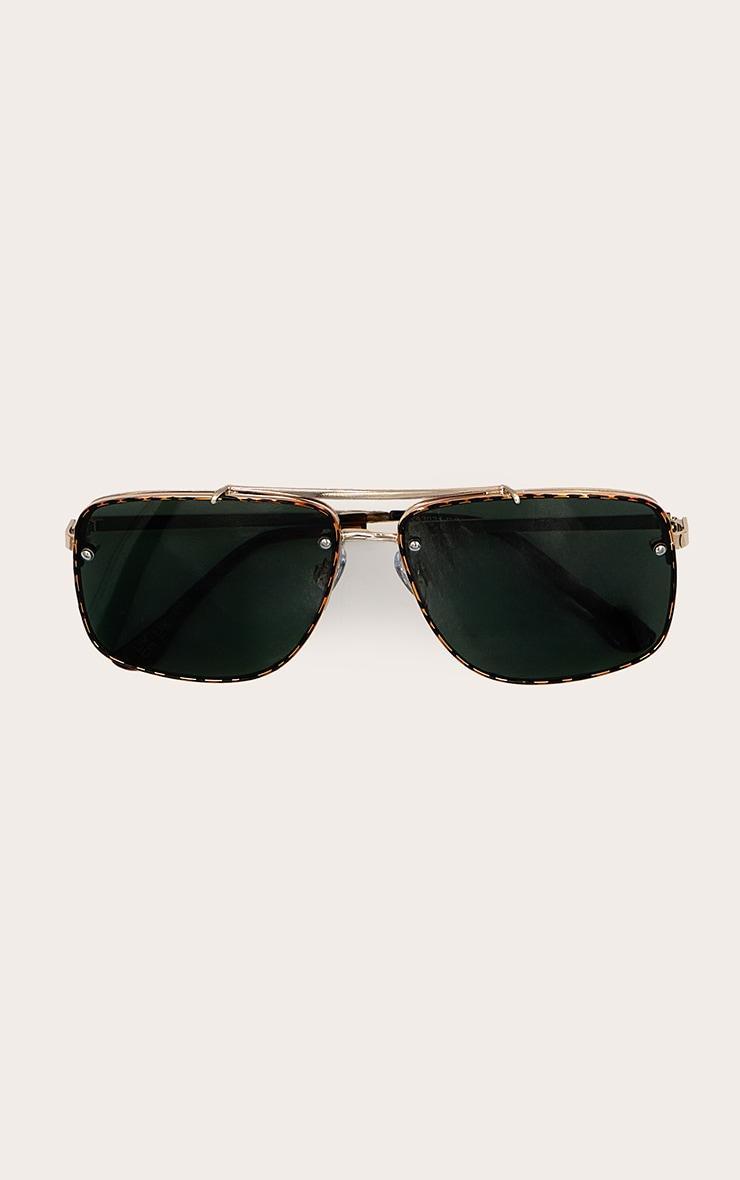 Metallic Tortoiseshell Oversized Square Aviator Sunglasses Product Image