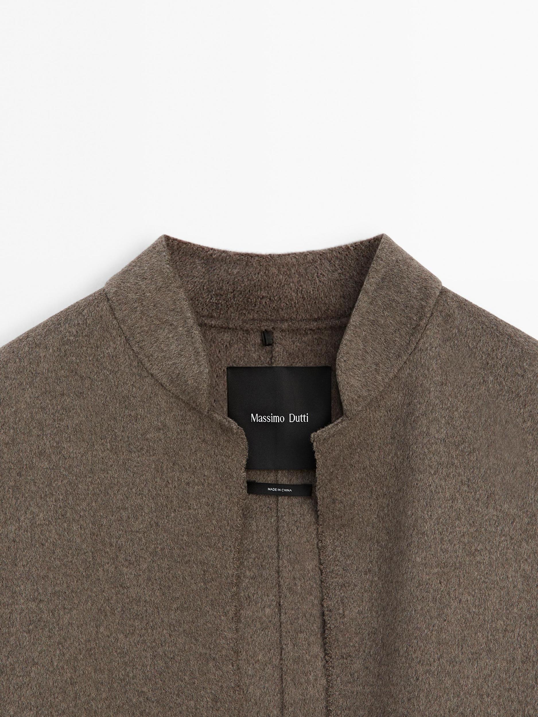 Long open wool blend coat Product Image