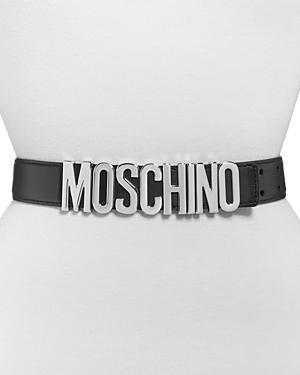 Moschino Womens Logo Buckle Leather Belt Product Image