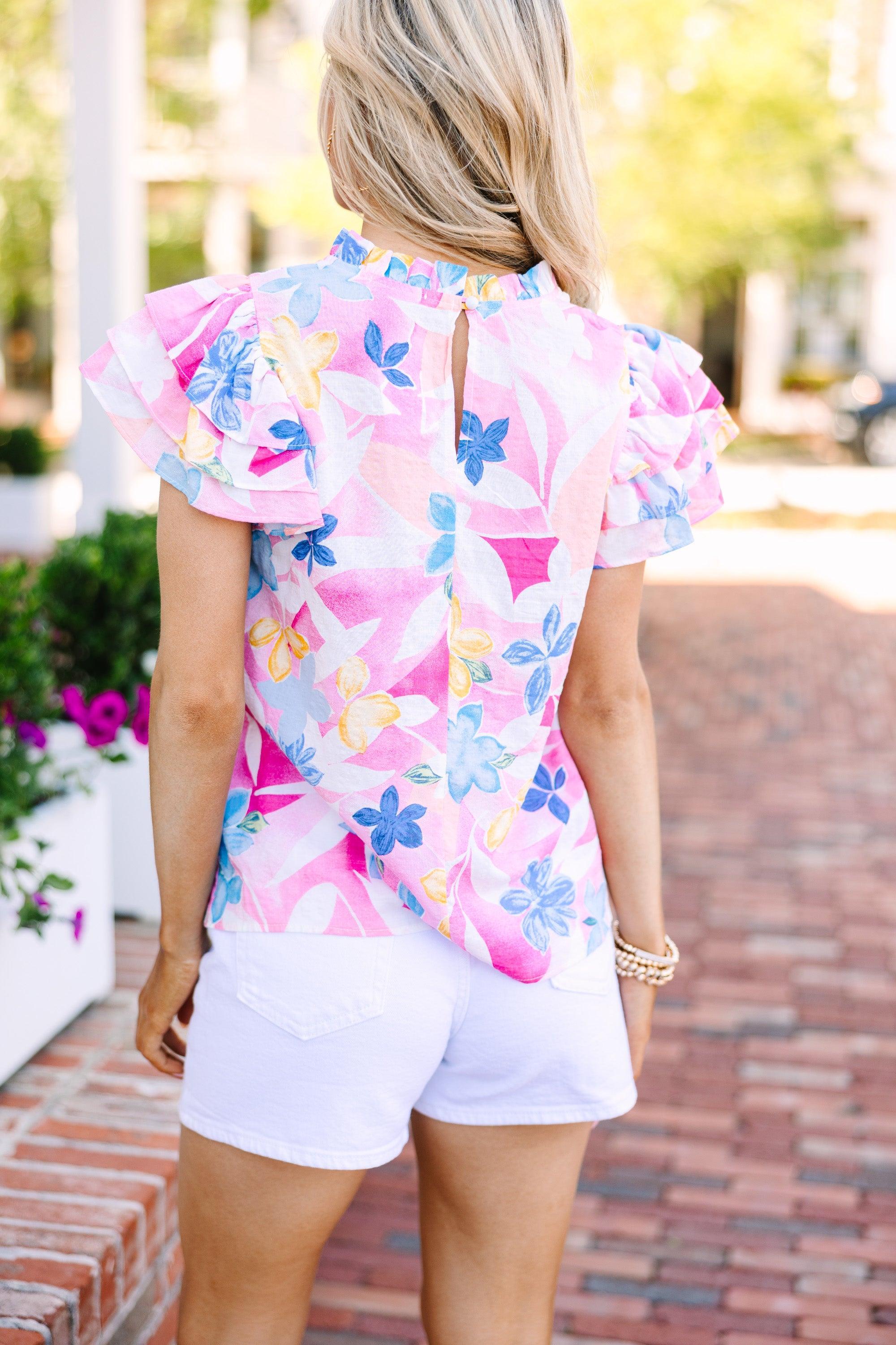 Hear You Out Pink Floral Blouse Female Product Image