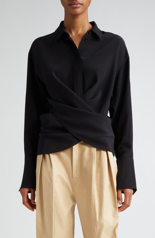 Wrap Front Buttoned Silk Blouse Product Image