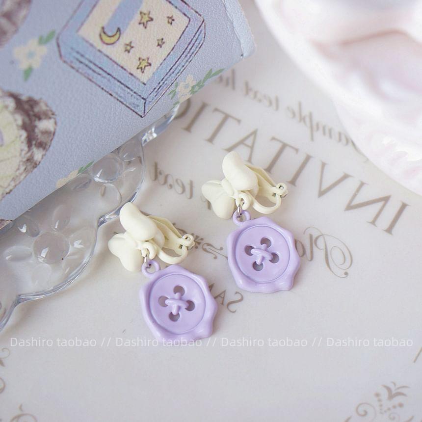 Bow Button Drop Earring / Clip-On Earring Product Image