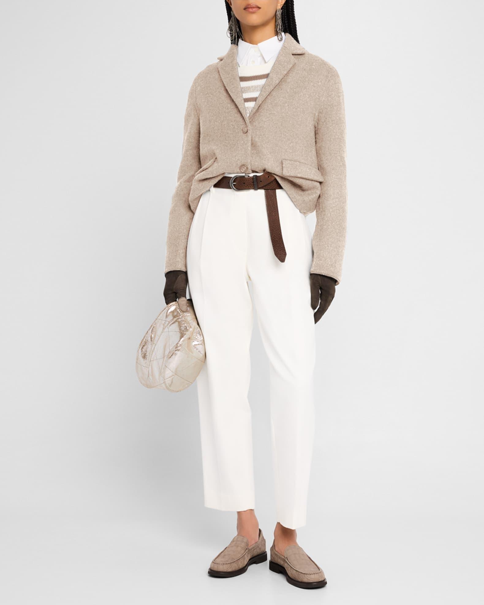 Pleated Cotton Twill Tapered Pants Product Image