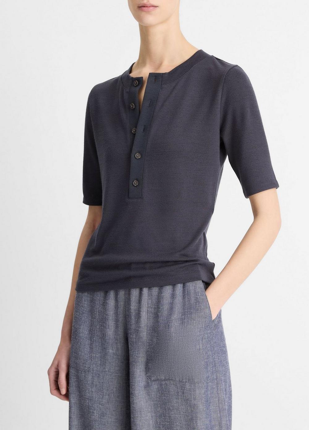 Jersey Elbow-Sleeve Henley Product Image