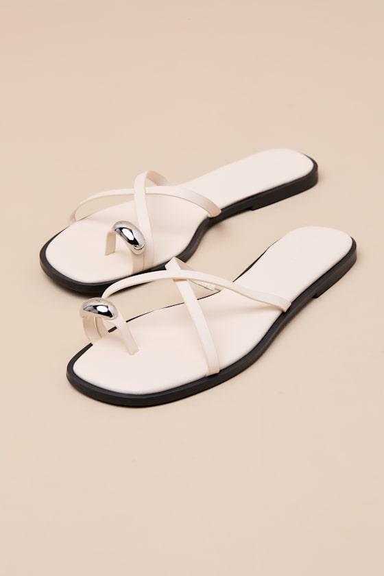 Nya Bone Flat Slide Sandals Product Image