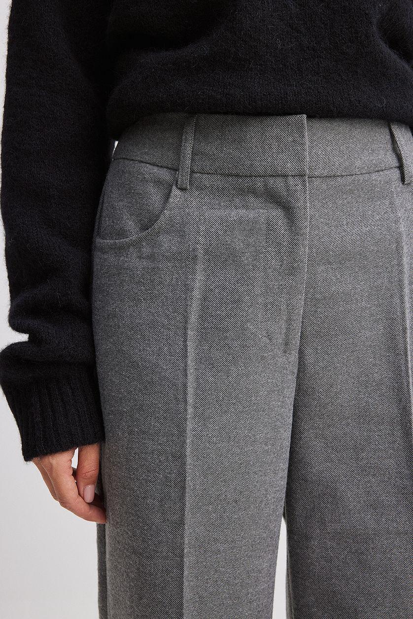 Flannel Wide Leg High Waist Trousers Product Image