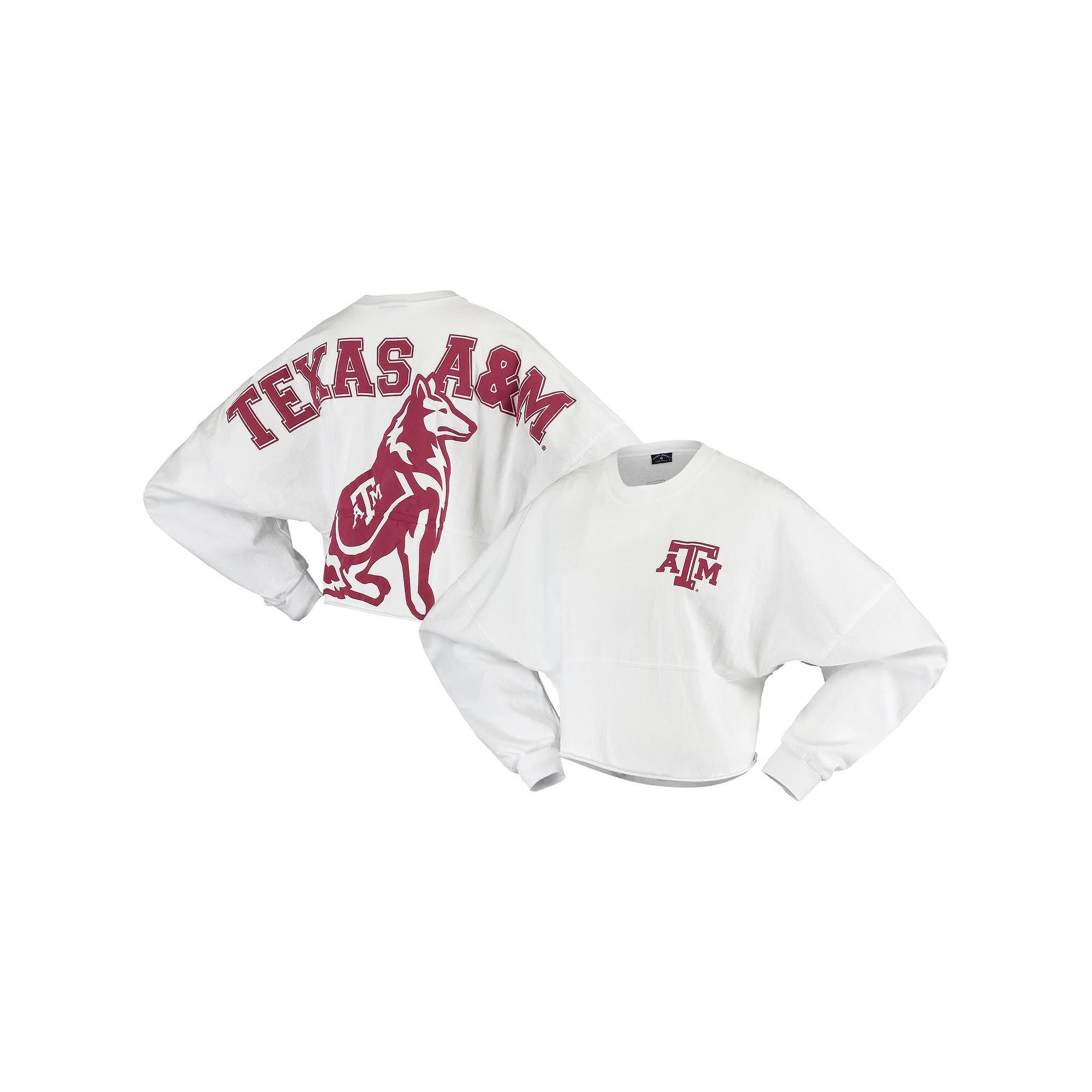 Women's White Texas A&M Aggies Raw Hem Cropped Spirit Jersey Long Sleeve T-Shirt, Size: 2XL Product Image