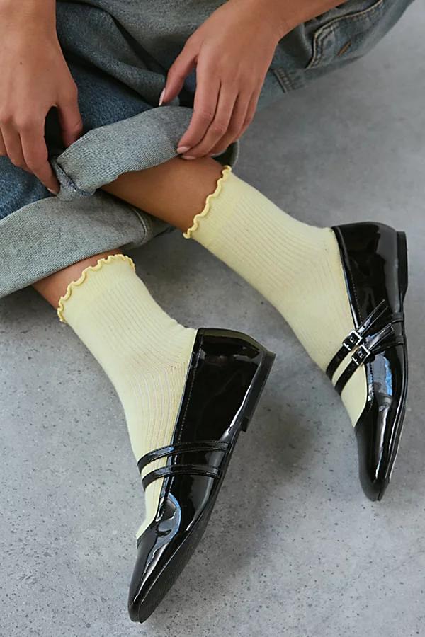 Lettuce-Edge Ribbed Sock Womens at Urban Outfitters Product Image