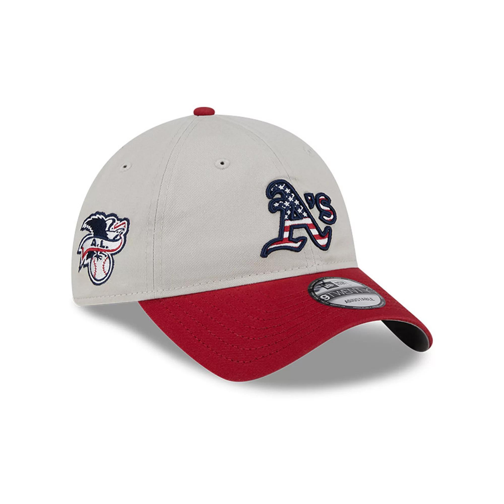 Men's New Era  Khaki/Red Oakland Athletics 2024 Fourth of July 9TWENTY Adjustable Hat, Beig K Product Image