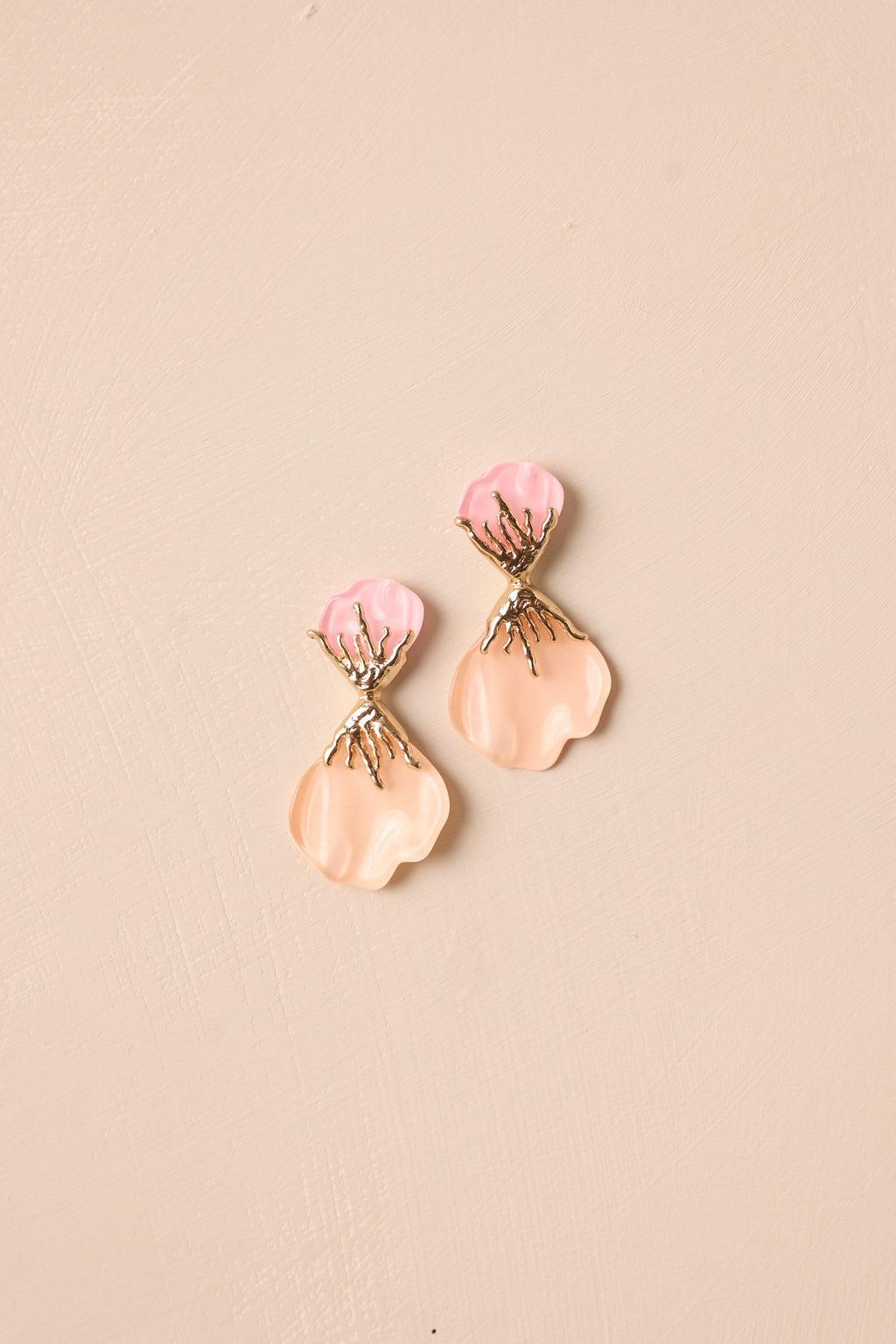 The Final Touch Pink Flower Petal Drop Earring Product Image