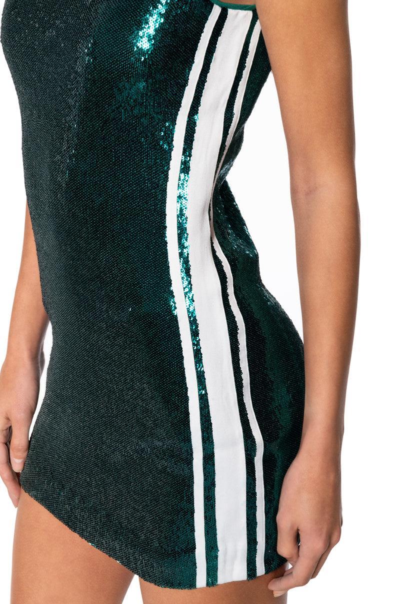 OFF TO THE RACES SEQUIN STRIPED MINI DRESS Product Image