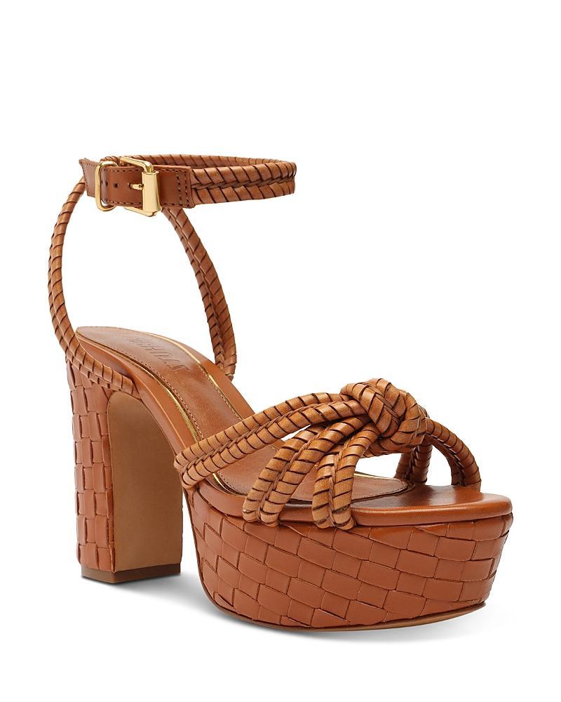 Schutz Kathleen Platform Woven Leather Ankle Strap Platform Sandals Product Image