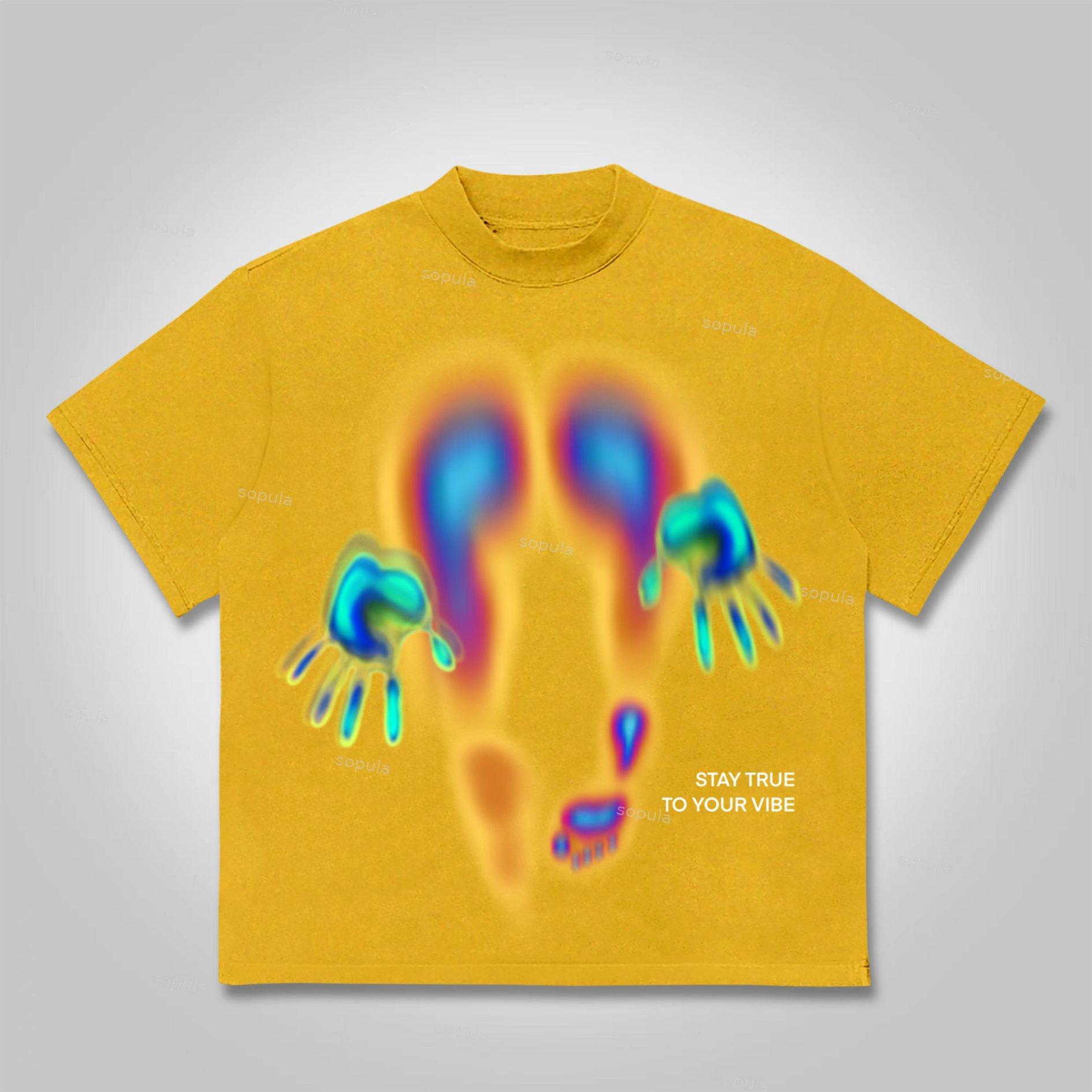 Sopula Abstract Graphics Of Heat-Sensitive Characters Cotton T-Shirt Product Image
