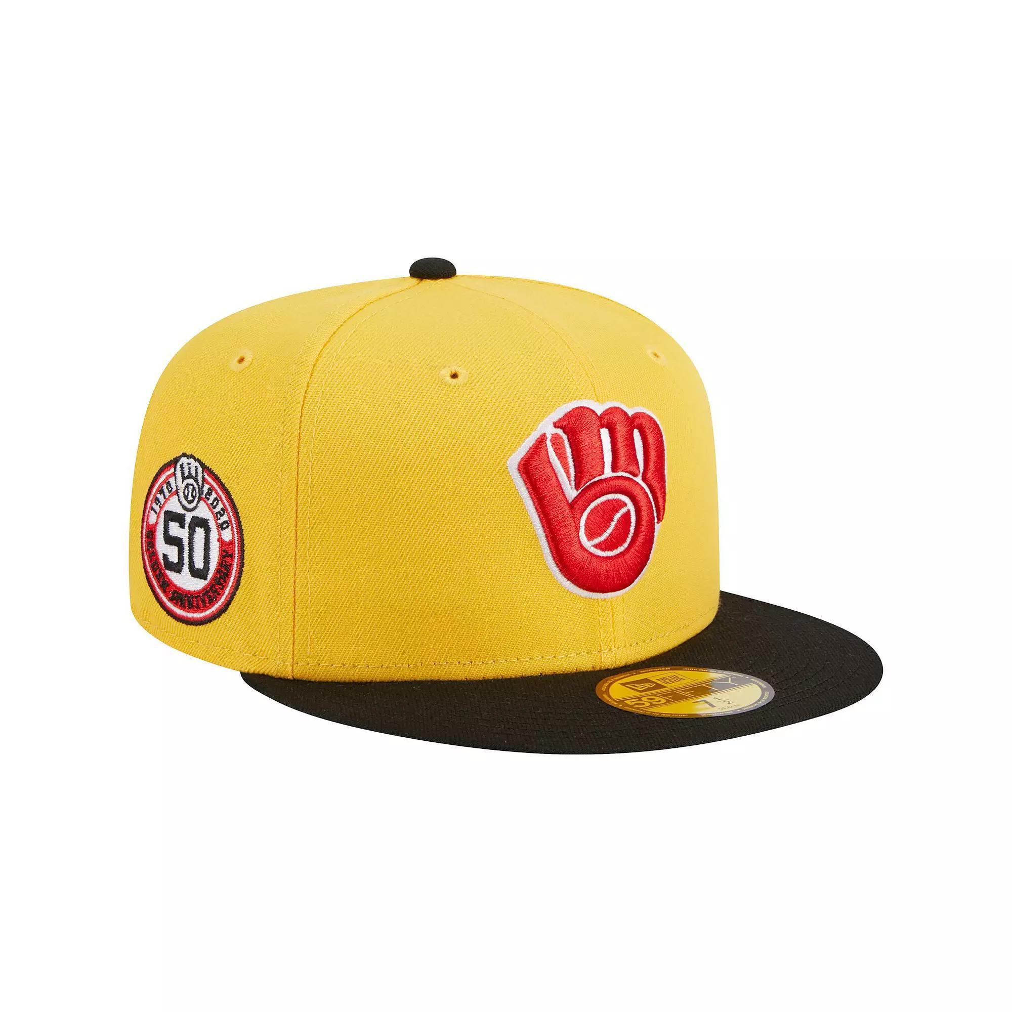 Men's New Era Yellow/Black Milwaukee Brewers Grilled 59FIFTY Fitted Hat, Size: 7 1/8 Product Image