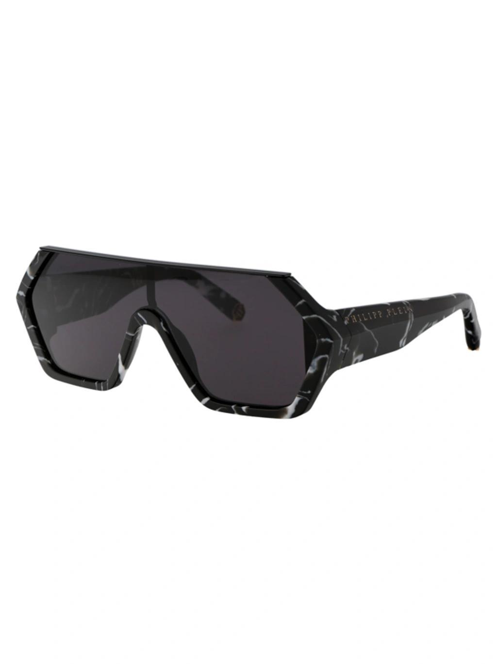 PHILIPP PLEIN Spp047 Sunglasses In 0z21 Nero Marmorizzato Product Image