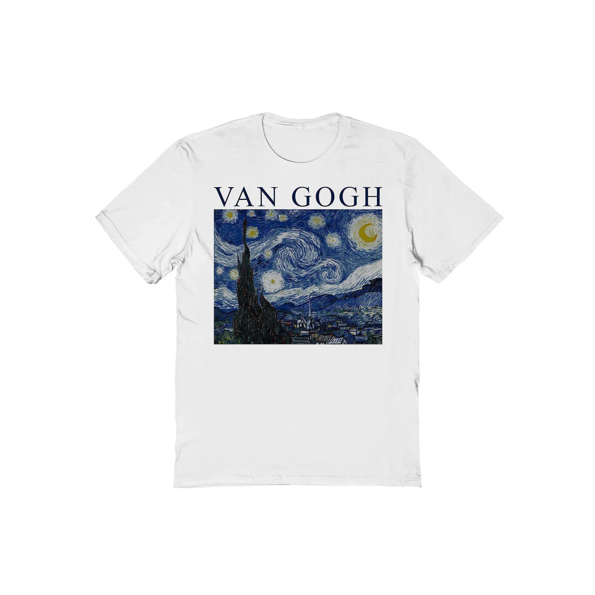 Men's Van Gogh's Starry Night Fine Art Graphic Tee, Size: XL, White Product Image