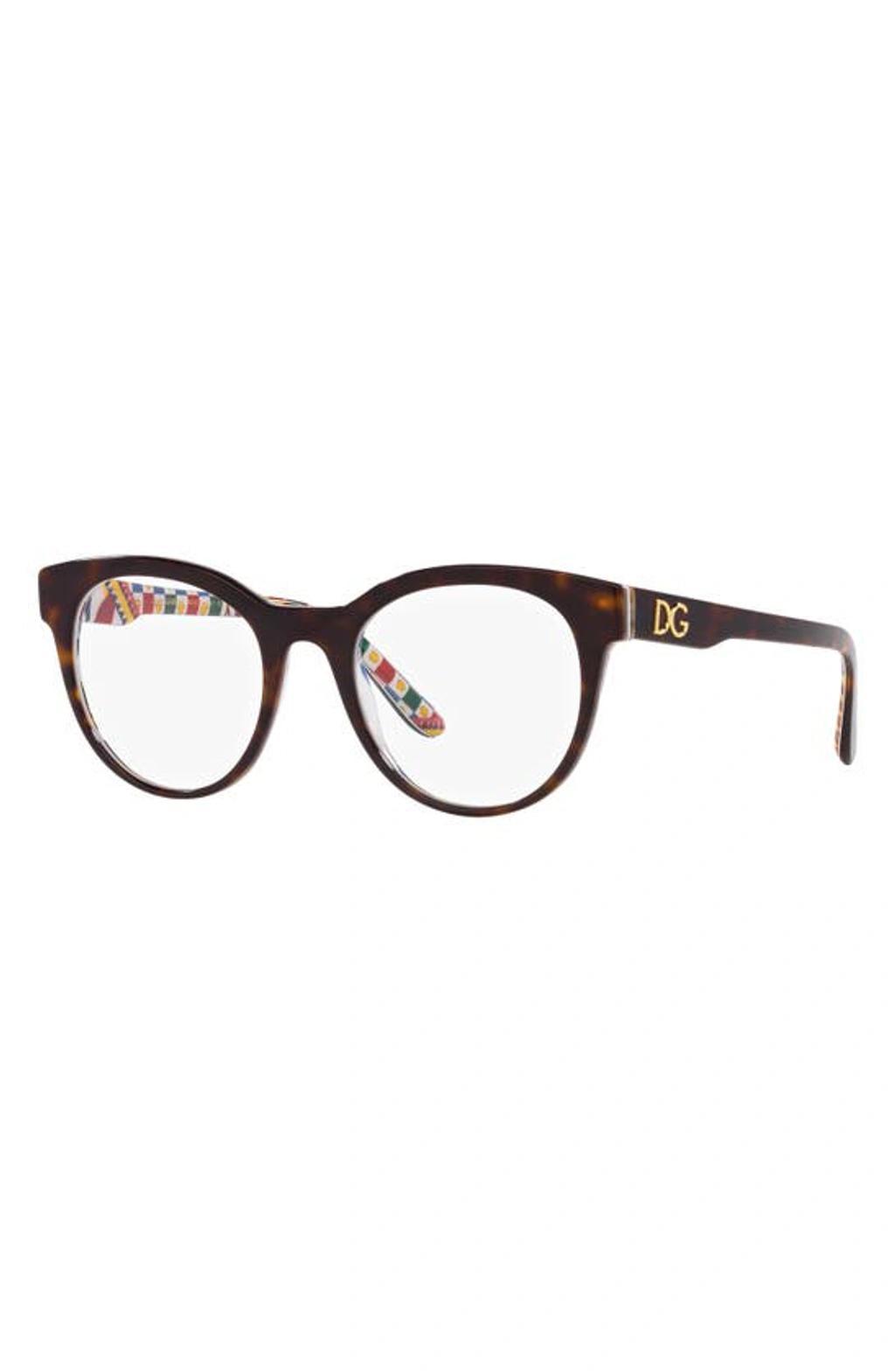 DOLCE & GABBANA 55mm Rectangle Optical Glasses In White Product Image