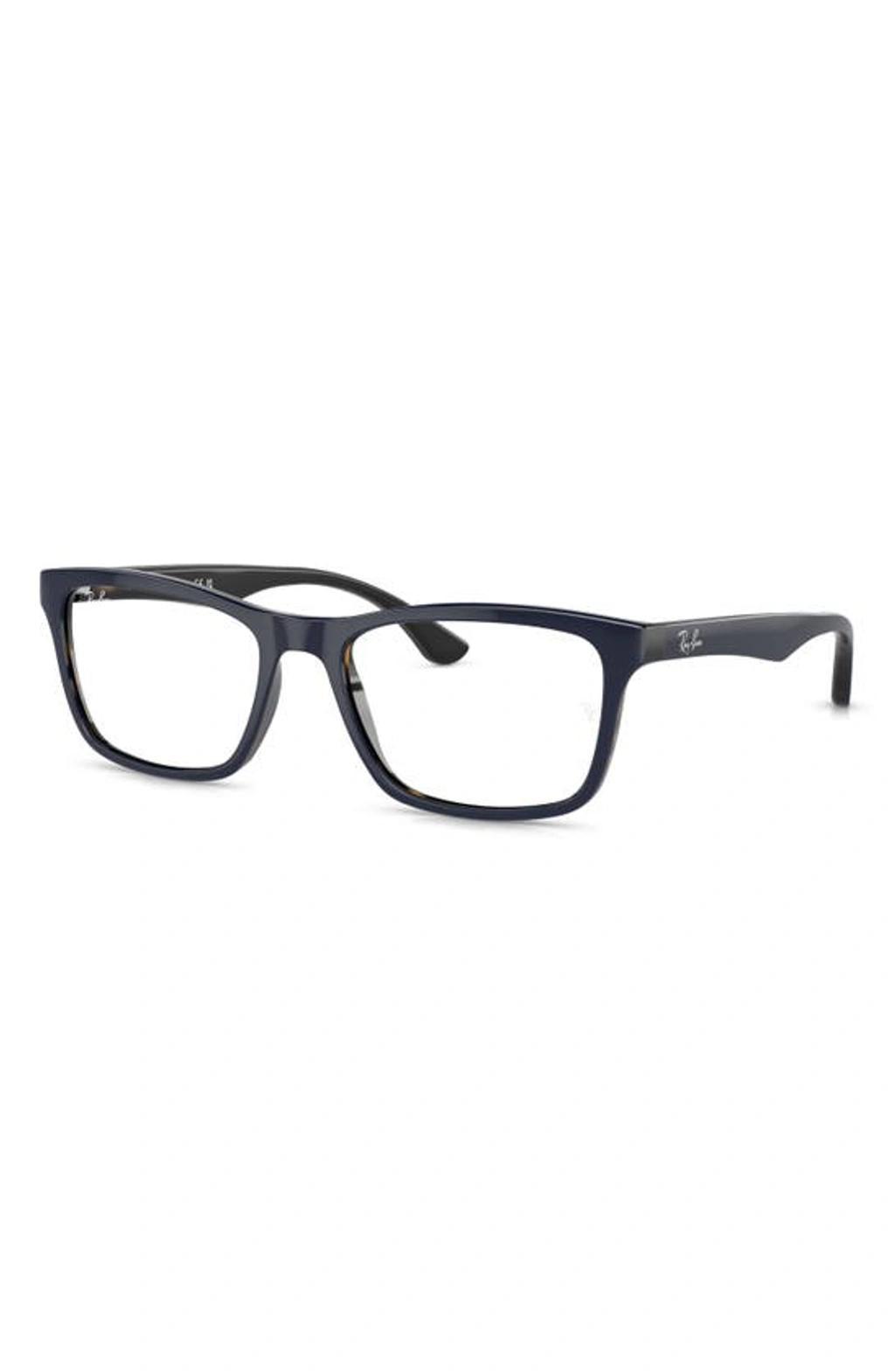 RAY BAN 57mm Square Optical Glasses In Blue Product Image