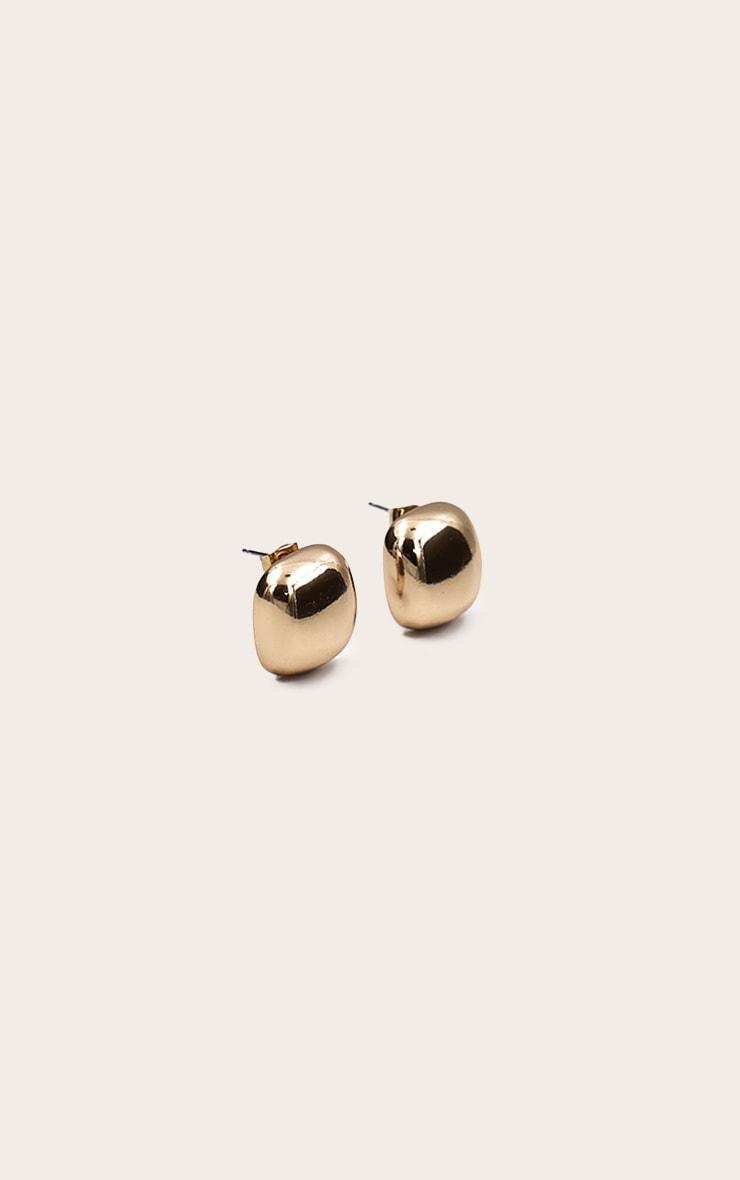 Gold Mini Square Chunky Stud Earrings Product Image