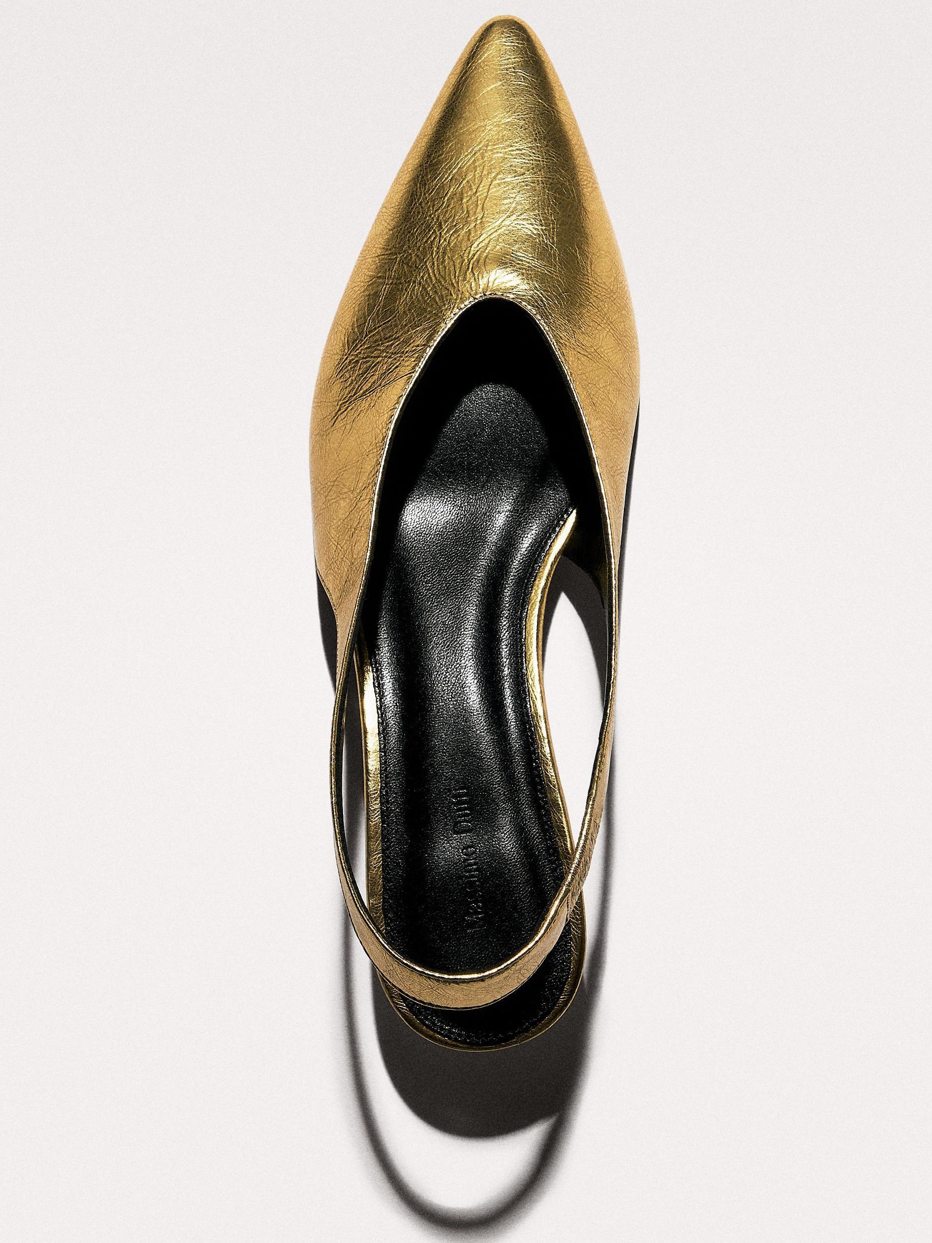 Gold high-heel slingback shoes Product Image