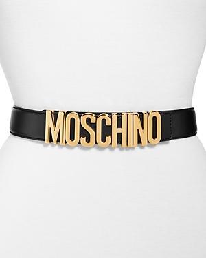 Moschino Womens Logo Buckle Leather Belt Product Image