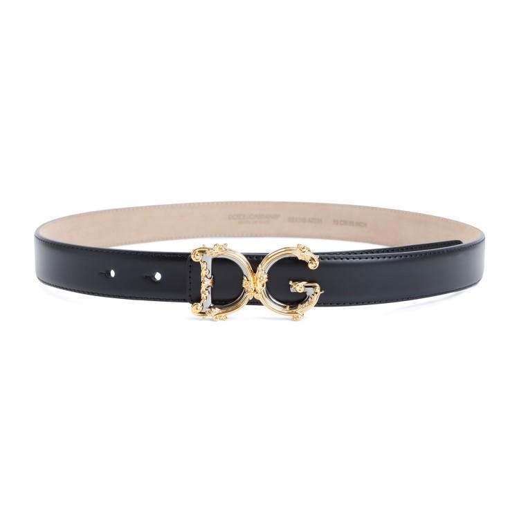 DOLCE & GABBANA Black Calf Leather Belt In Neutrals Product Image