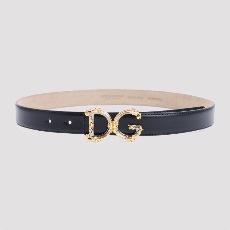 DOLCE & GABBANA Black Calf Leather Belt In Neutrals Product Image