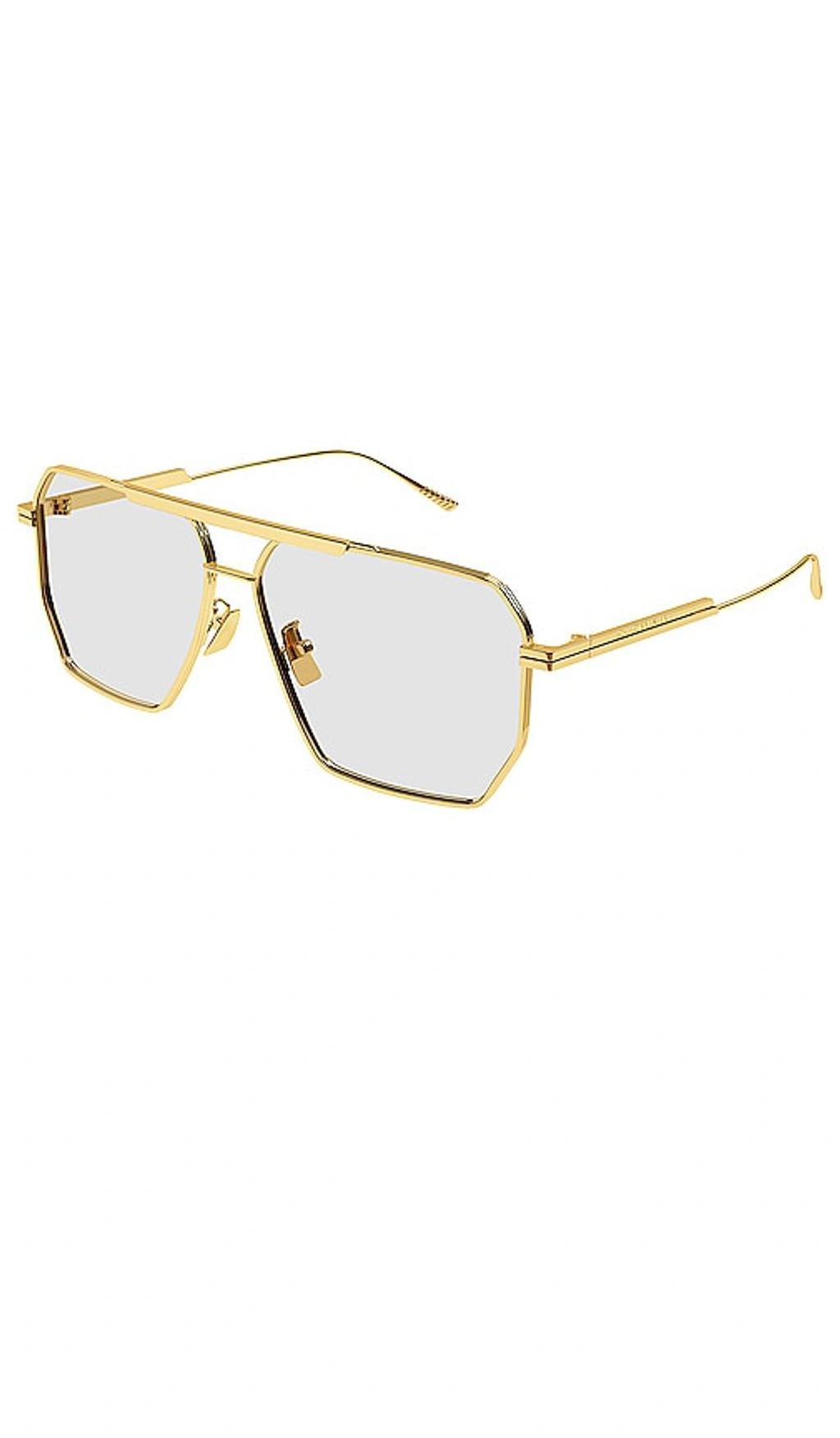 BOTTEGA VENETA Metal Hexagonal Aviator In Metallic Gold Product Image