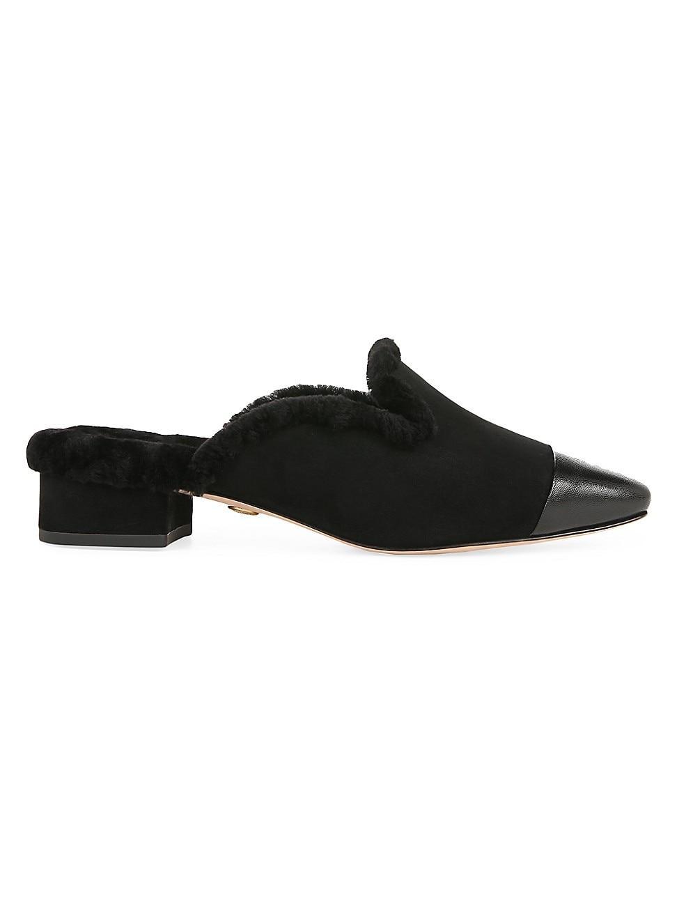 Womens Cecile Shearling -Trimmed Suede Mules Product Image