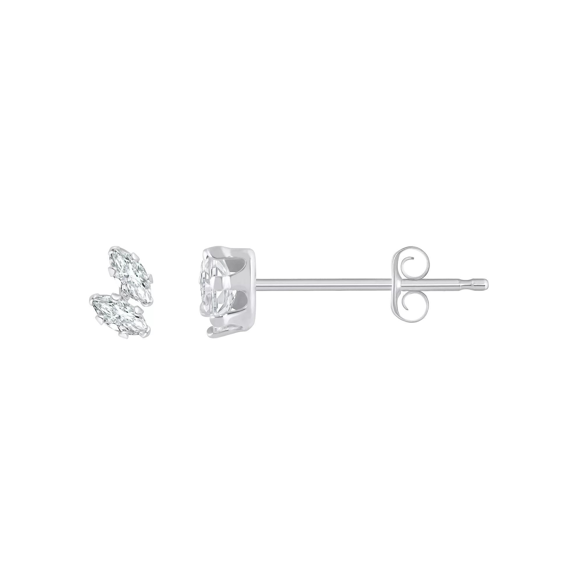 Celebration Gems 10k Gold Marquise Cubic Zirconia Stud Earrings, Women's, 10k White Gold Product Image