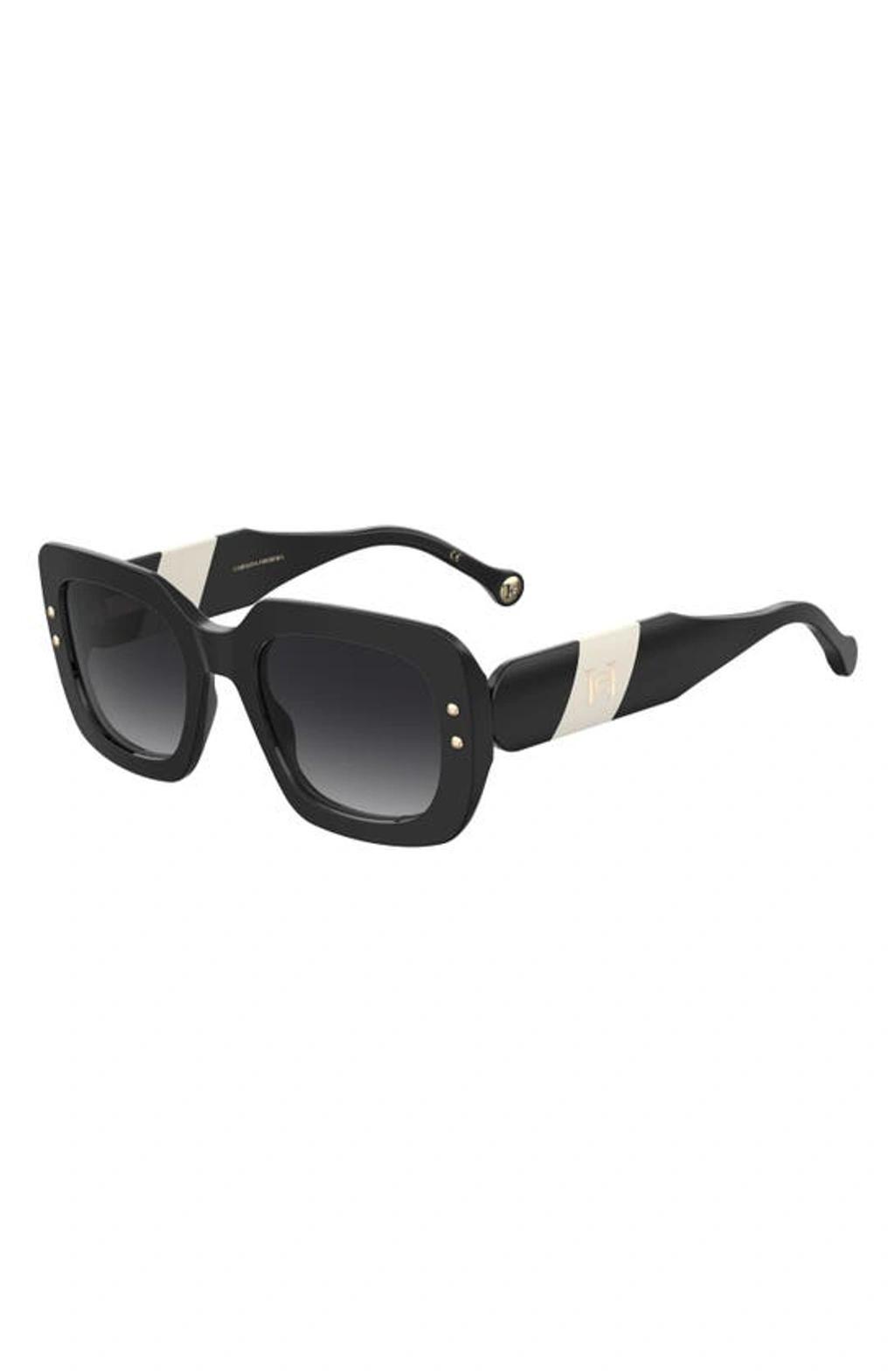 CAROLINA HERRERA 52mm Rectangular Sunglasses In Black White Grey Product Image