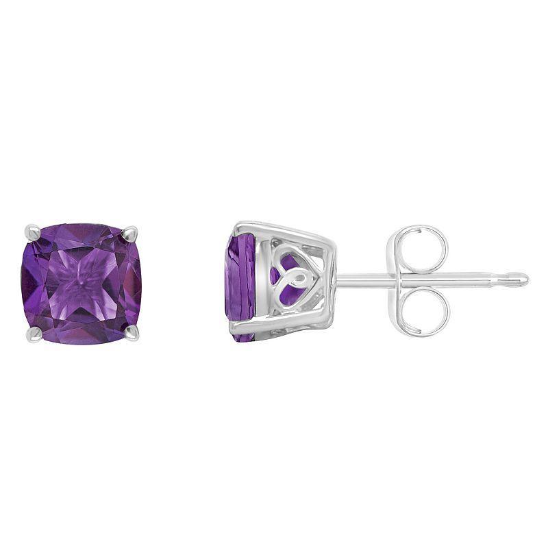 Alyson Layne 14k Gold Cushion Amethyst Stud Earrings, Womens, 14k White Gold Product Image