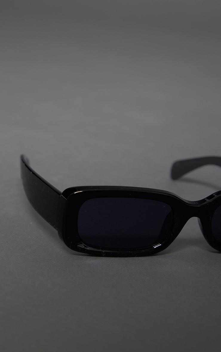 Black Rectangular Slim Frame Sunglasses Product Image