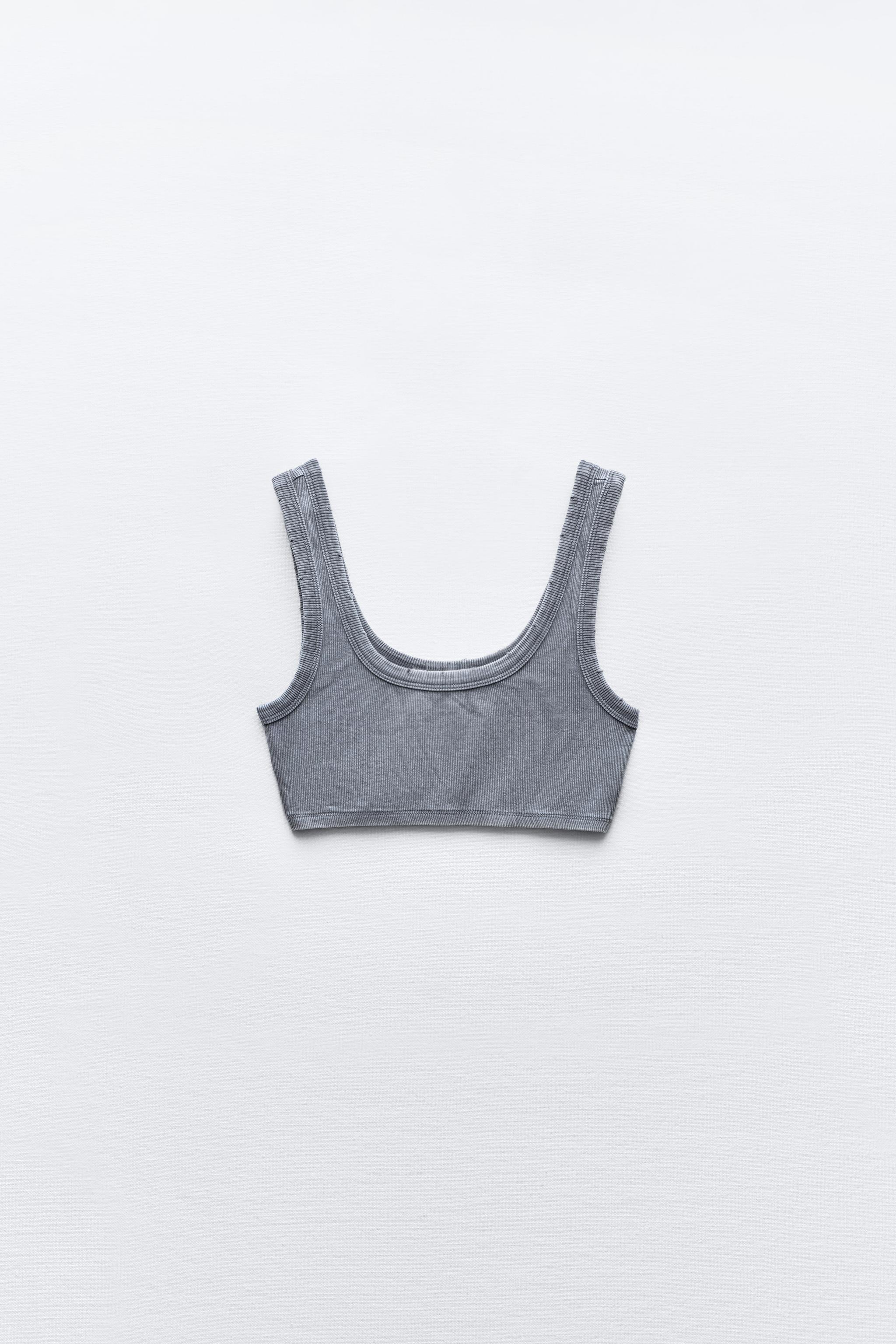 RIB WASHED EFFECT RIPPED CROP TOP Product Image