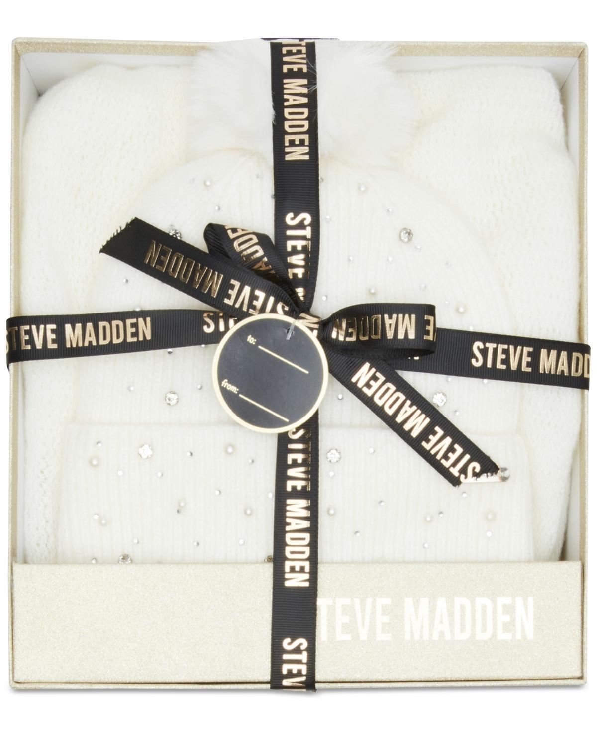 Steve Madden Womens 2-Pc. Embellished Beanie & Scarf Boxed Gift Set Product Image