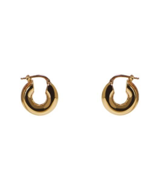 JIL SANDER Logo Engraved Hoop Earrings In Yellow Product Image