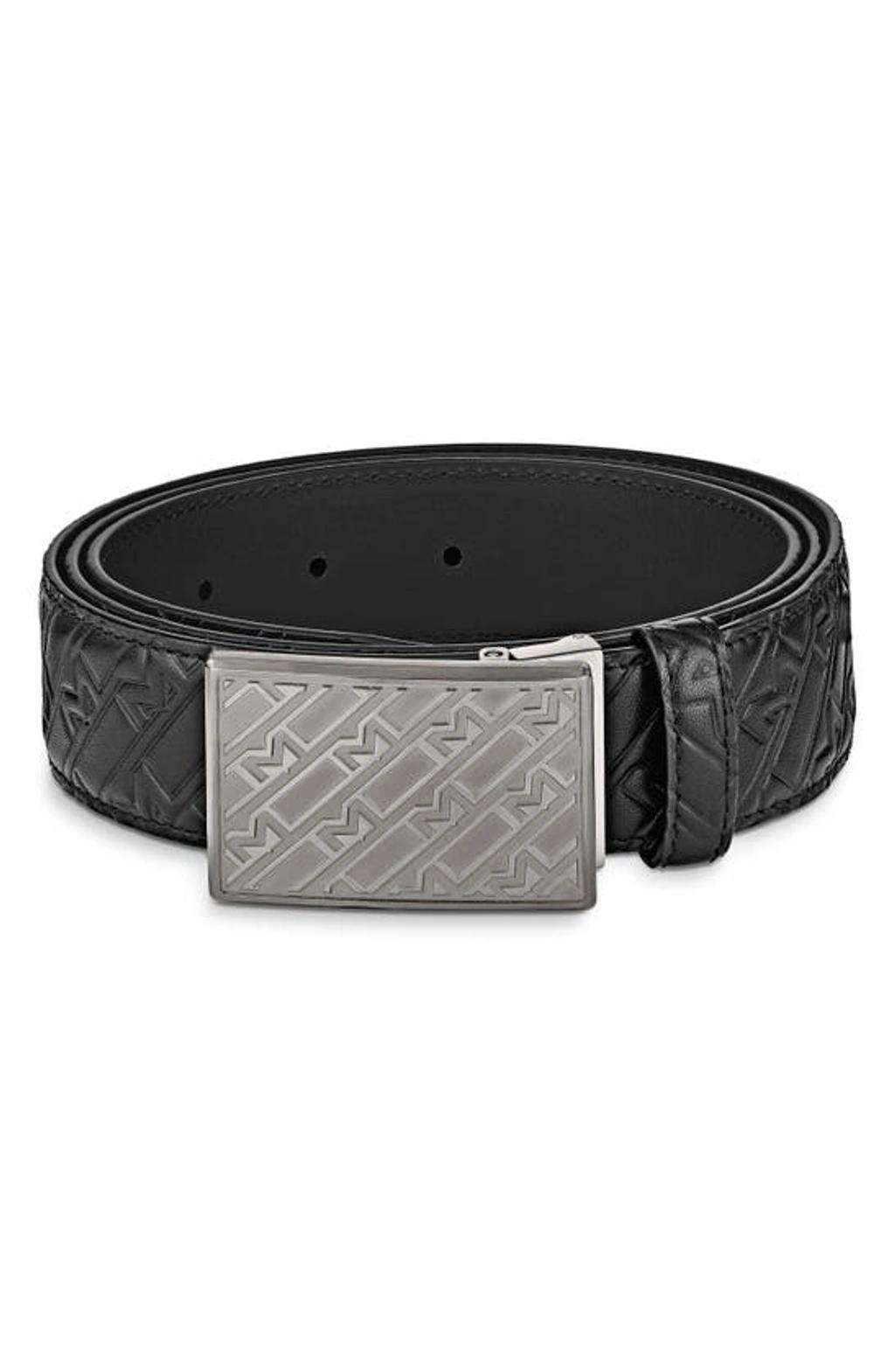 Montblanc Plate Buckle Embossed Leather Belt Product Image