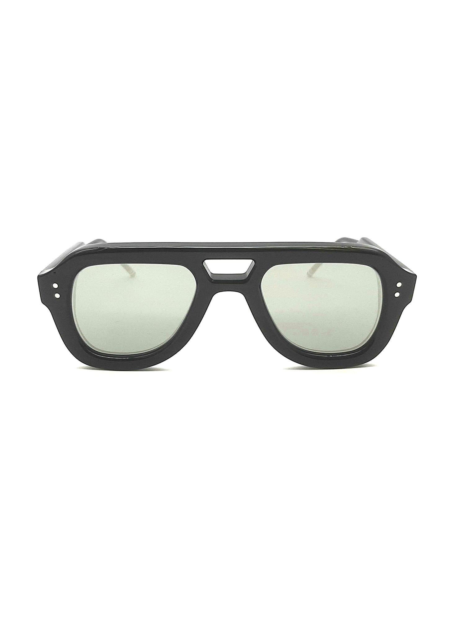 THOM BROWNE Rectangular Aviator Sunglasses - Black Sunglasses Product Image