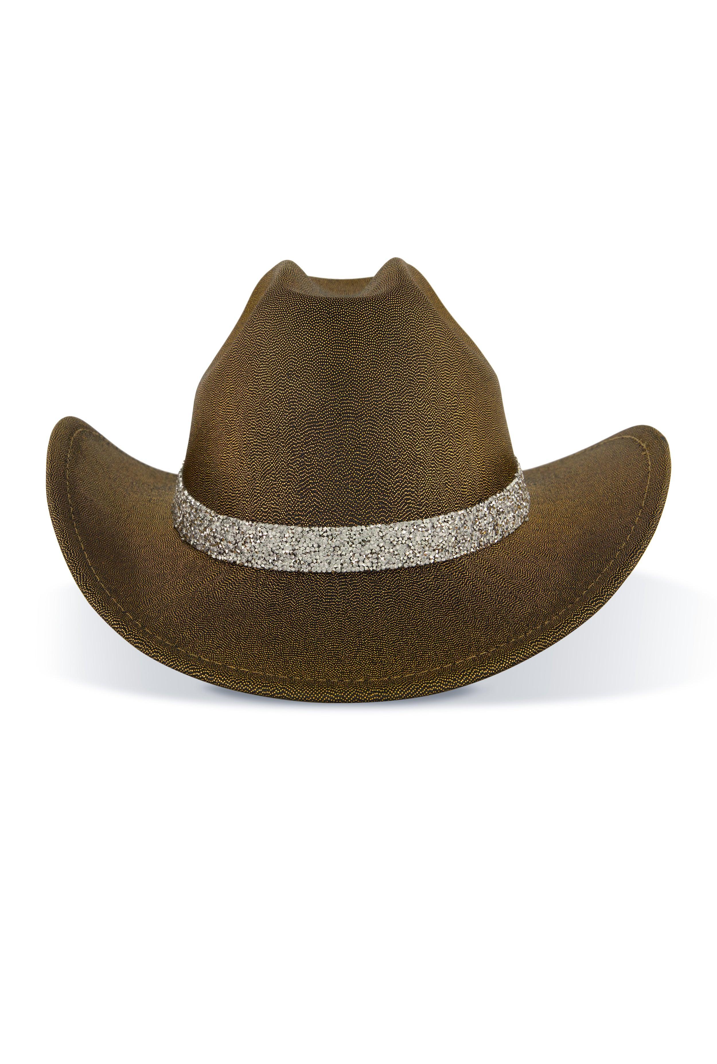 Iridescent Foil Studded Strap Cowboy Hat Female Product Image