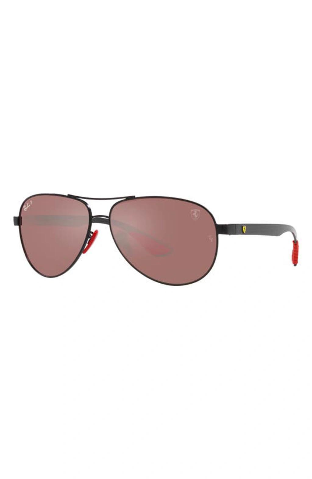 RAY BAN X Scuderia Ferrari 61mm Polarized Pilot Sunglasses In Matte Black Product Image