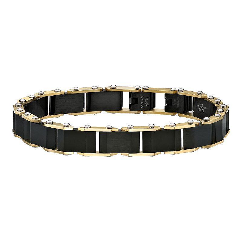 Mens LYNX Black & Gold Ion-Plated Stainless Steel Bracelet Two Tone Product Image