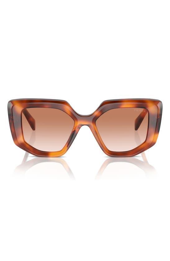 PRADA 50mm Rectangular Sunglasses In Cognac Tortoise Product Image