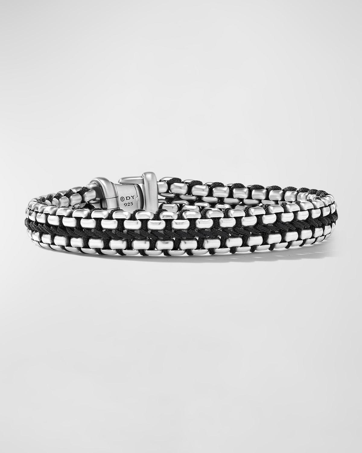 Mens Woven Box Chain Bracelet in Silver, 12mm Product Image