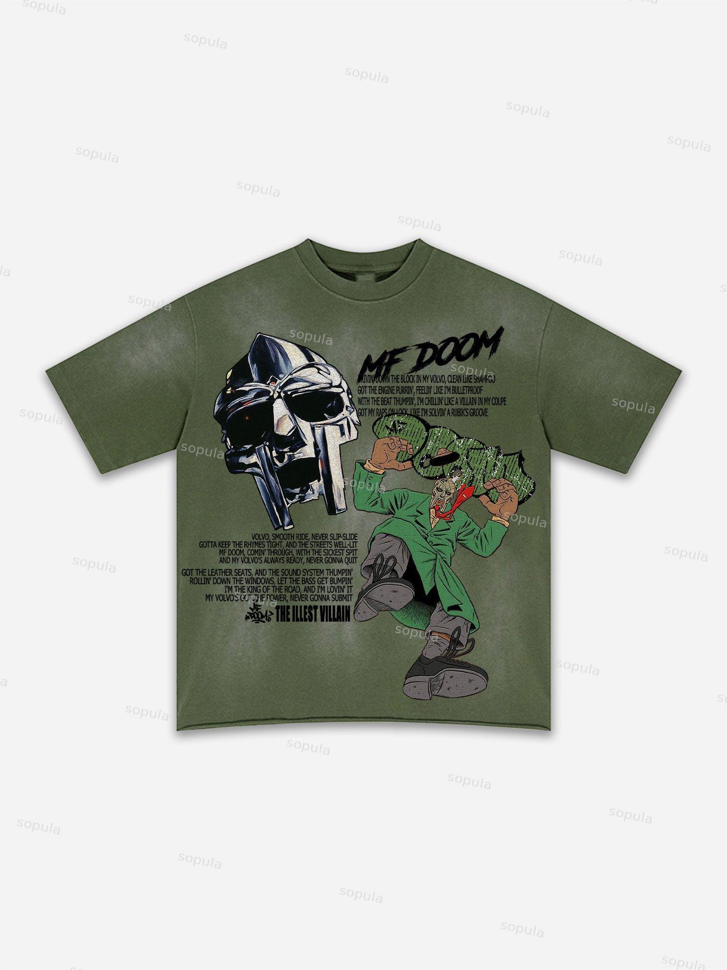 Authentic Abstract Portrait Print Washed T-shirt Product Image