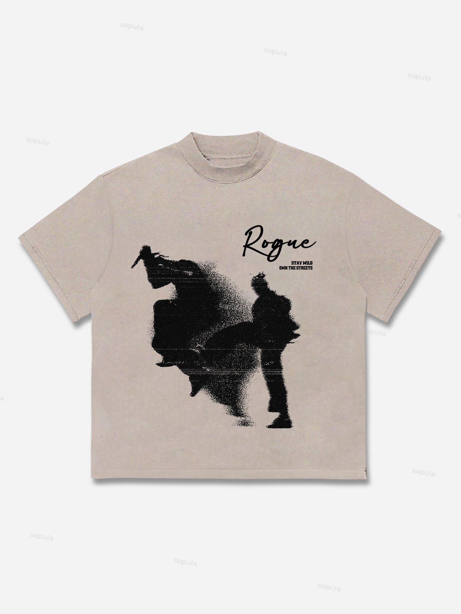 Vintage Rogue Abstract Graphic Print Cotton T-shirt Product Image